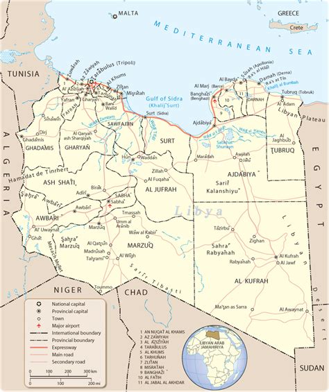 Map of Libya, Tripoli - Travel Africa