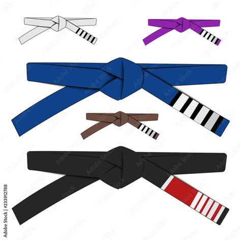 Brazilian Jiu Jitsu adult belts rank system. Vector illustration ...