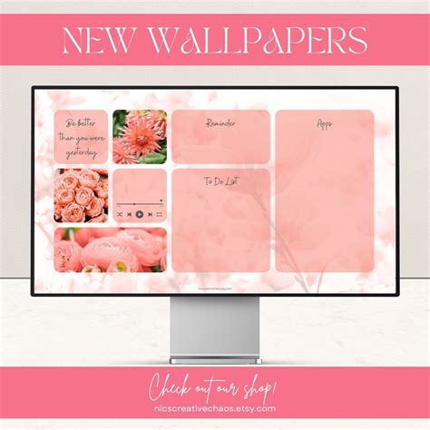 Coral Floral Desktop Organizer Wallpaper Aesthetic Organize Apps Icons ...