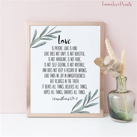 Scripture Prints 1 Corinthians 13 Love is Patient Love is | Etsy