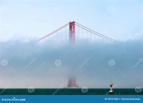 Golden Gate Bridge in the Fog. Stock Photo - Image of california, rust ...