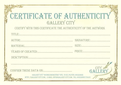 Free Editable Certificate Of Authenticity Template Web Collection Of ...