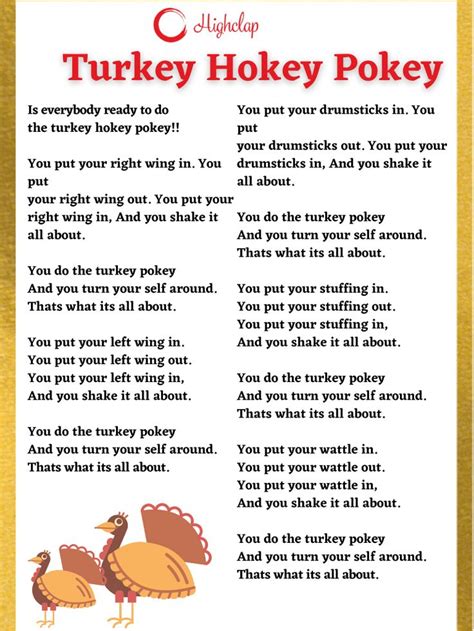 Turkey Hokey Pokey Lyrics– Thanksgiving | HighClap | Thanksgiving ...