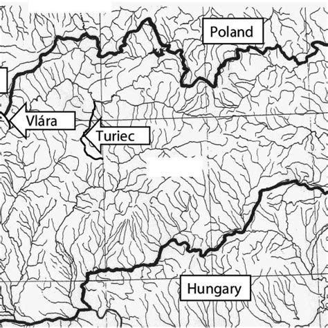 Map of Slovakia with rivers and study stretches indicated. | Download ...