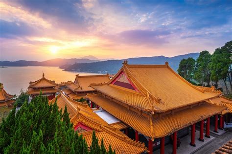 Free Photo | Wenwu temple and sun moon lake at sunset, taiwan.