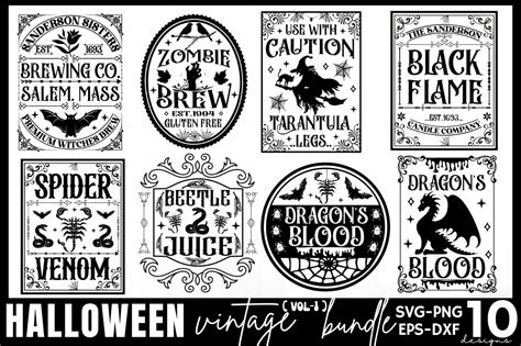 Vintage Halloween Sign Bundle, Graphic by CraftArt · Creative Fabrica