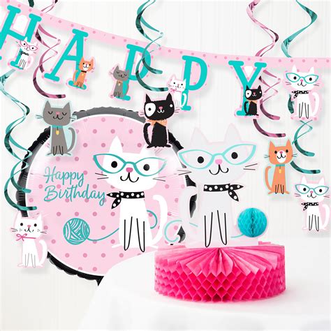 Purr-fect Cat Birthday Party Decorations Kit - Walmart.com