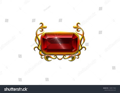 Realistic Golden Logo Ruby Gemstone Stock Vector (Royalty Free ...