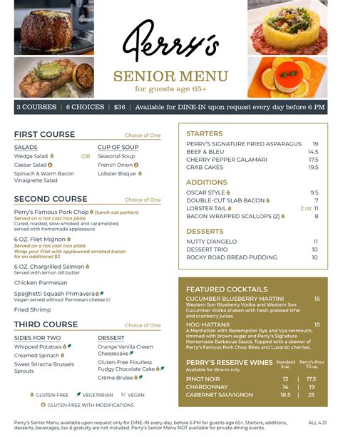 Senior Menu - Perry's Steakhouse & Grille