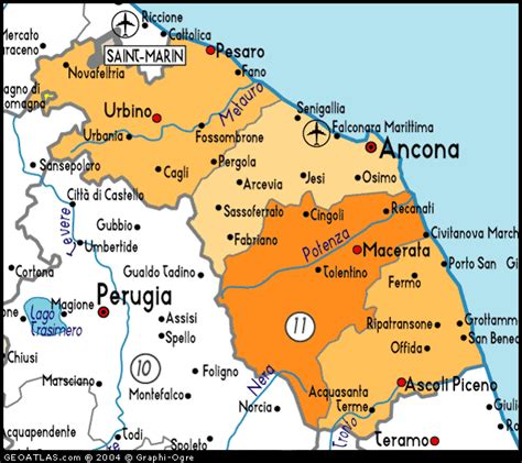 Marche Map Geography Regions | Italy Map Geographic Region Province City