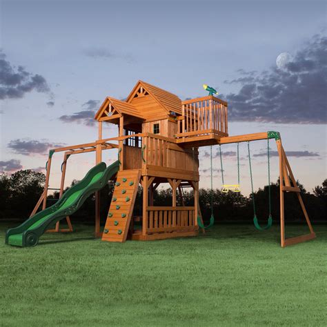 Skyfort II Wooden Swing Set and Outdoor Playset| Backyard Discovery