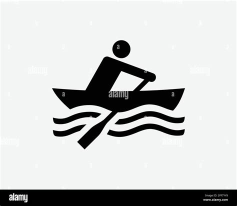 Rowboat Icon Rowing Row Boat Kayak Rower Sport Vector Black White ...