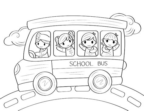 Printable School Bus Coloring Page School Bus Drawing, Cartoon School ...