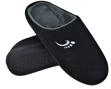 MENS SLIP ON FLEECE LINED COTTON MEMORY FOAM INDOOR WARM CLOG SLIPPERS ...