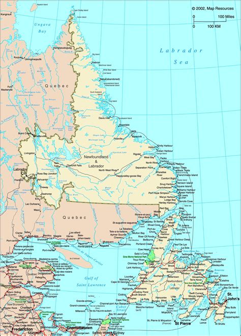 Newfoundland-Labrador, Canada Political Map | Maps.com.com