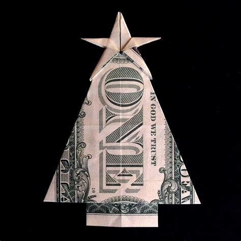 Money Origami CHRISTMAS TREE with Star XMas Gift Made out of Real 1 ...