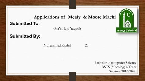 Applications of Mealy & Moore Machine | PPT