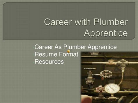 Plumber apprentice