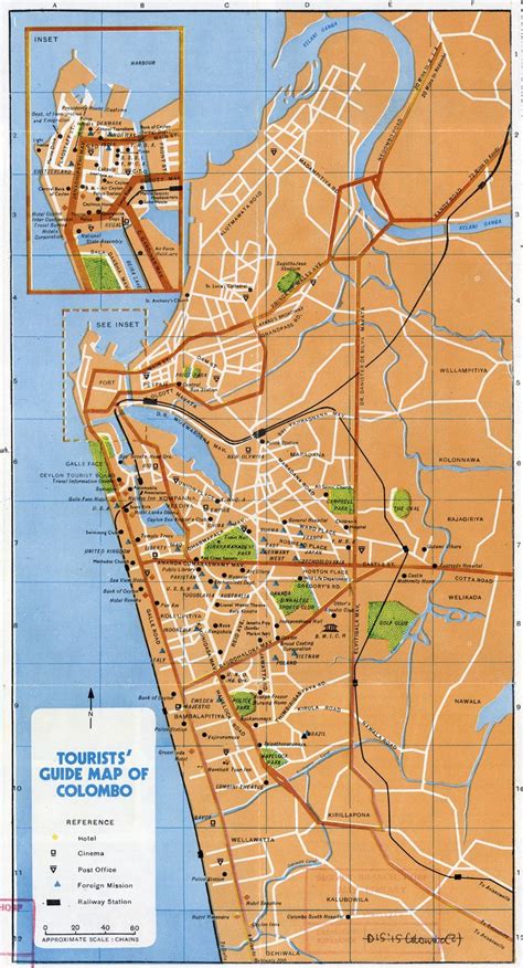 Tourists' guide map of Colombo | Tourist, City maps, Old maps