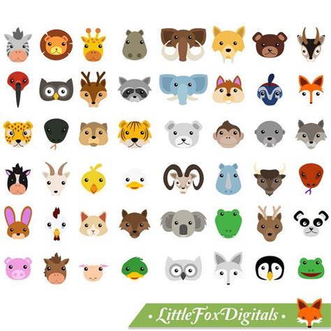 Emoji Baby Animals Face Arctic Farm Safari Forest Clipart | Etsy | Baby ...