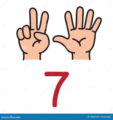 Kid`s Hand Showing the Number Seven Hand Sign. Stock Vector ...