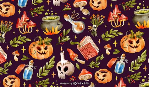 Halloween Pattern Monsters Retro Cartoon Vector, vintage halloween ...