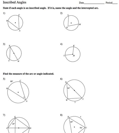 Central And Inscribed Angle Worksheet – E Street Light