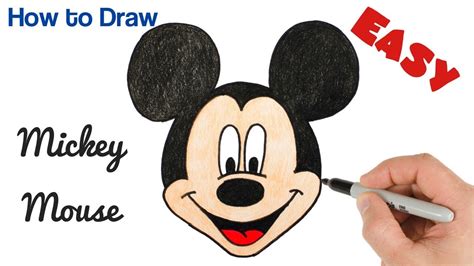 Step By Step Cartoon Mickey Mouse Drawing Easy - Rectangle Circle