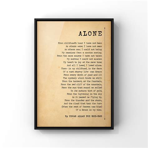 Alone Poem by Edgar Allan Poe Poe Poem Print Classic - Etsy