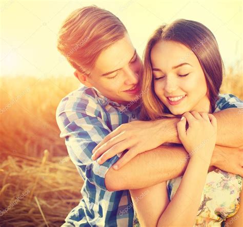 Happy couple hugging outdoors — Stock Photo © Subbotina #90109964