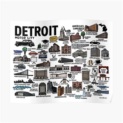 "Detroit Map " Poster for Sale by fiberandgloss | Redbubble