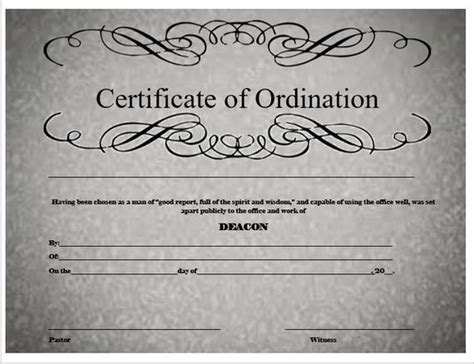 Deacon Ordination Certificate Template