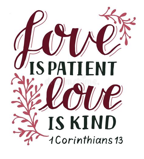 Hand Lettering with Bible Verse Love is Patient, Kind. Stock Vector ...