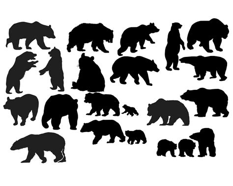 Bear Silhouette Bear Clipart Animal Clip Art Wild Animal - Etsy