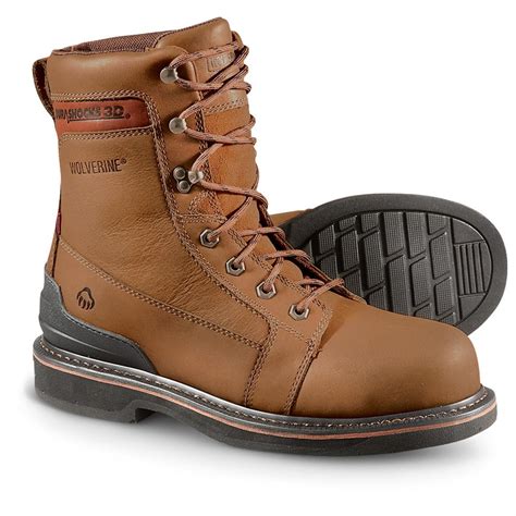 Men's Wolverine® 8" Triad Steel Toe Work Boots, Brown - 211456, Work ...