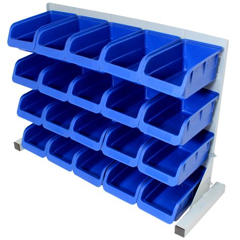 20PCE FREE STANDING BLUE PLASTIC STORAGE BIN KIT GARAGE/WORKSHOP ...