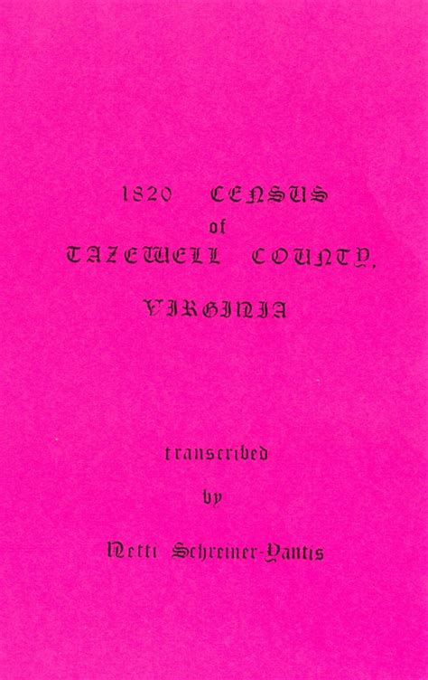 Tazewell County, Virginia 1820 Census - Southern Genealogy Books