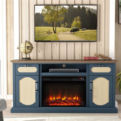 FESTIVO Rustic TV Stand with Fireplace for up to 65" TVs - Navy ...