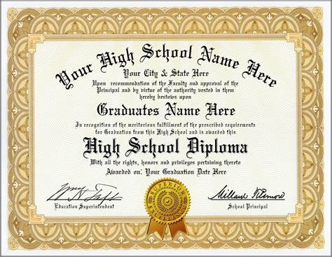 High School Diploma – Custom with Your Information – Premium Quality ...