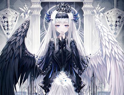 Anime, Angel, Blue Eyes, Girl, Long Hair, White Hair, Wings, HD ...