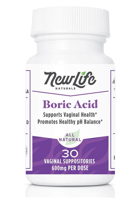 NewLife Naturals Medical Grade Boric Acid Vaginal Suppositories 600mg ...