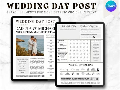 Newspaper Wedding Program Template Editable Wedding Newspaper - Etsy