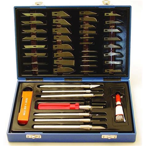 45 Piece Hobby Knife Set for Woodworking, Leathercraft & Model Work ...