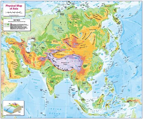 Physical map of Asia - Cosmographics Ltd