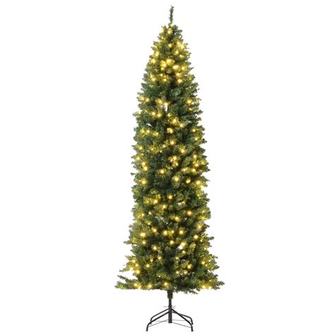 HOMCOM Pre-Lit Slim Fir Artificial Christmas Tree with 1075 Tips and ...