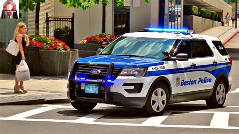 Great Siren! Boston Police Car Responding Urgently - Ford Interceptor ...