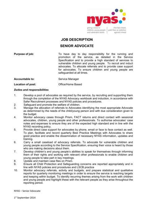 Patient Advocate Job Description Template