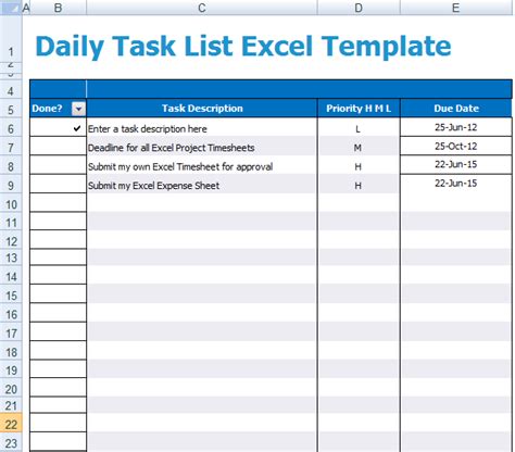 Daily Task List Excel Template Xls Microsoft Excel Templates - Riset