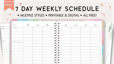 7 Day Weekly Schedule Template - World of Printables