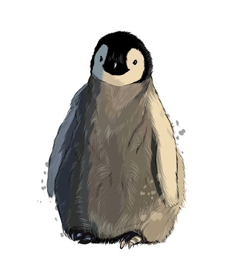 Emperor penguin from multicolored paints. Splash of watercolor, colored ...